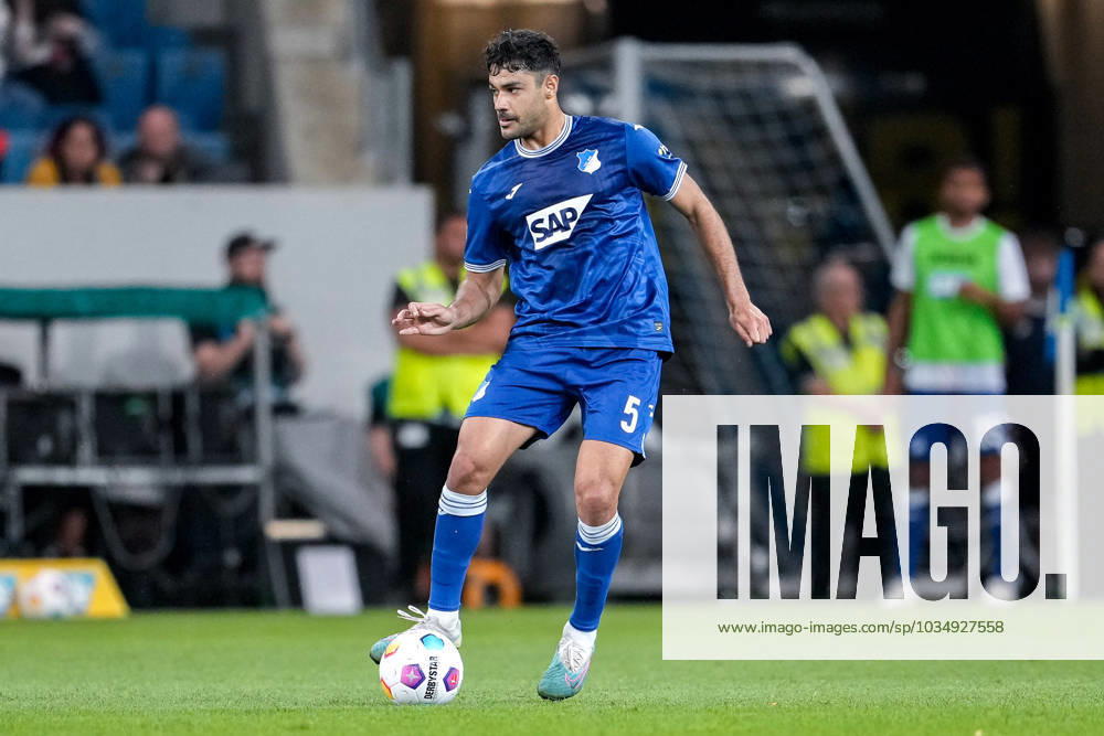 Ozan Muhammed Kabak Hoffenheim, 5 , on the ball, crop, full body, single image, single photo, action, action, 29 09 2023, Sinsheim Germany , Football, Bundesliga, TSG 1899 Hoffenheim Borussia Dortmund, 29 09 2023, Sinsheim Germany , Football, Bundesliga, TSG 1899 Hoffenheim Borussia Dortmund, DFB DFL REGULATES PROHIBIT ANY USE OF PHOTOGRAPHS AS IMAGE SEQUENCES AND OR QUASI VIDEO