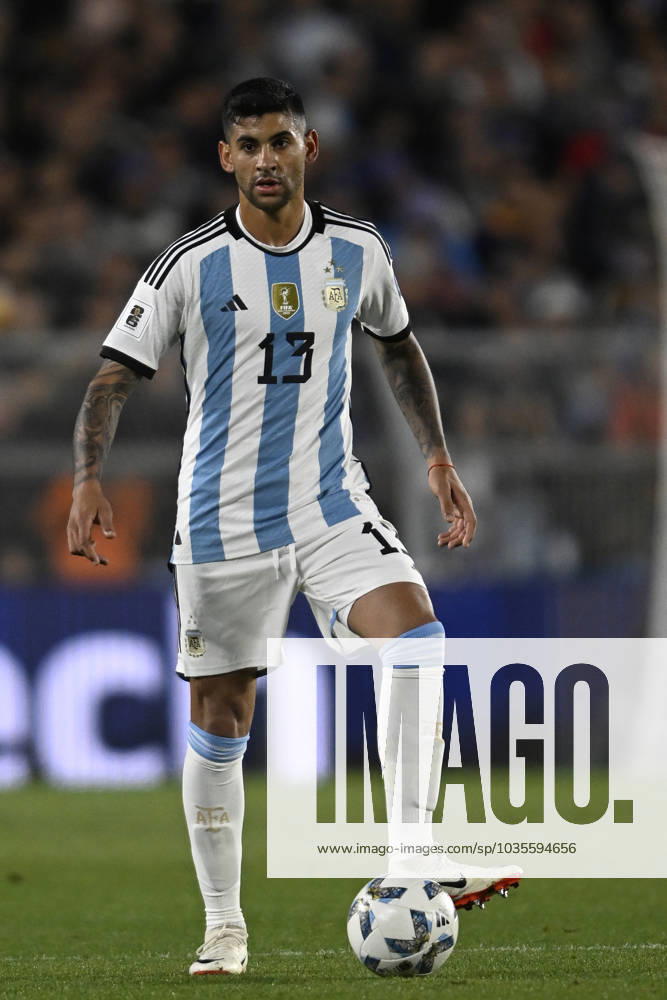 Cristian Romeroof Argentina during the FIFA World Cup, WM, Weltmeisterschaft, Fussball 2026 Qualifier match between Argentina and Paraguay at Estadio Mas Monumental Antonio Vespucio Liberti on October 12, 2023 in Buenos Aires, Arg Argentina v Paraguay : FIFA World Cup 2026 Qualifier match