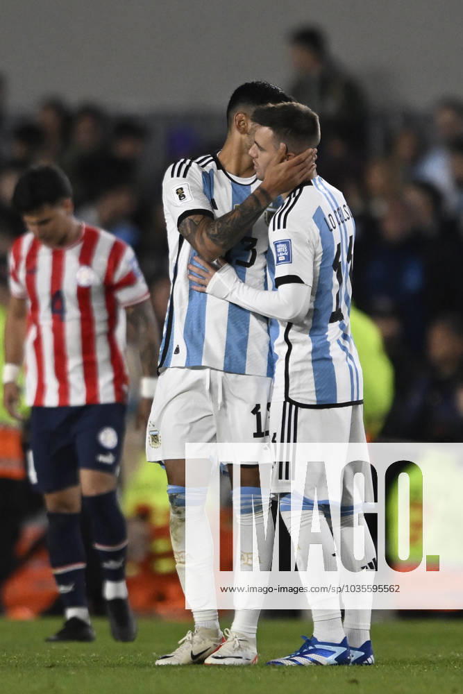Cristian Romero, Ocampos during the FIFA World Cup, WM, Weltmeisterschaft, Fussball 2026 Qualifier match between Argentina and Paraguay at Estadio Mas Monumental Antonio Vespucio Liberti on October 12, 2023 in Buenos Aires, Arg Argentina v Paraguay : FIFA World Cup 2026 Qualifier match