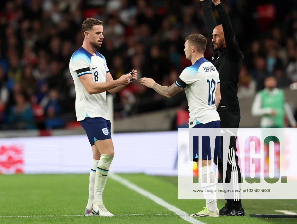 London, England, 13th October 2023. Jordan Henderson of England gets substituted for Kieran Trippier of England during the International Friendly, Länderspiel, Nationalmannschaft match at Wembley Stadium, London. Picture credit should read: David Klein Sportimage . SPI-2645-0115