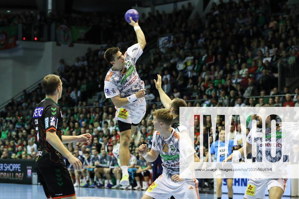 Renars Uscins TSV Hannover Burgdorf,10 Handball Bundesliga Season 2023 2024 SC Magdeburg vs TSV Hannover Burgdorf at GETEC Arena in Magdeburg Action,Handball,Germany