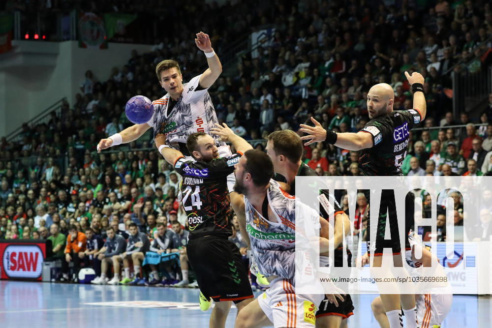 Renars Uscins TSV Hannover Burgdorf,10 Handball Bundesliga Season 2023 2024 SC Magdeburg vs TSV Hannover Burgdorf at GETEC Arena in Magdeburg Action,Handball,Germany