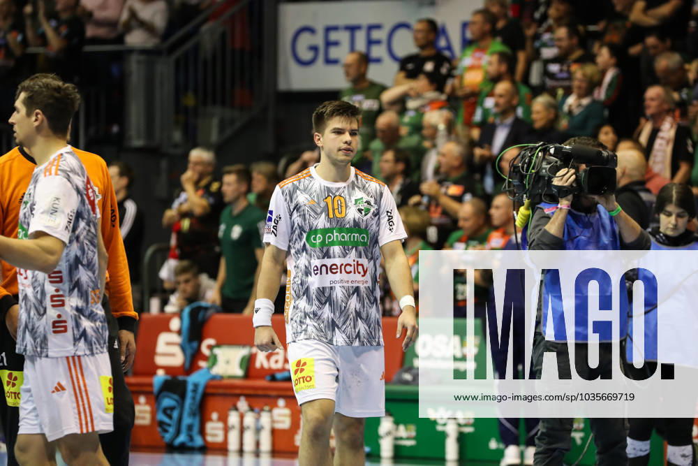 Renars Uscins TSV Hannover Burgdorf,10 Handball Bundesliga Season 2023 2024 SC Magdeburg vs TSV Hannover Burgdorf at GETEC Arena in Magdeburg Action,Handball,Germany