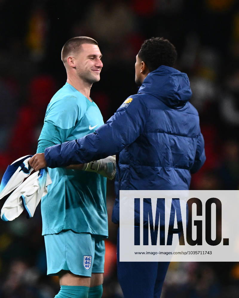 Jude Bellingham, Sam Johnstone during the International Friendly, Länderspiel, Nationalmannschaft match between England and Australia at Wembley Stadium on October 13, 2023 in London, England. England v Australia - International Friendly