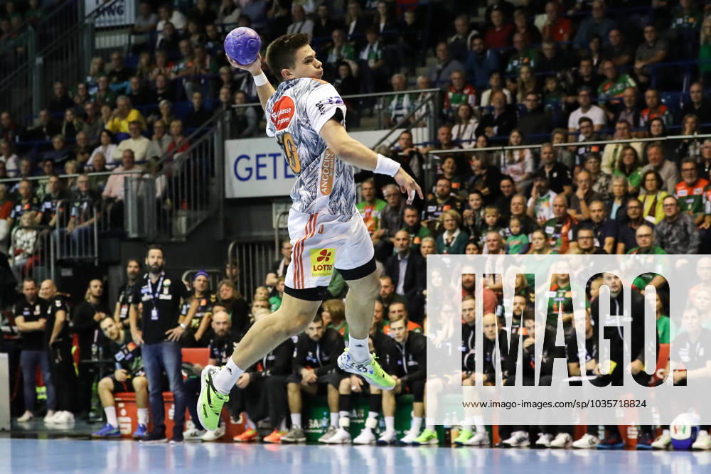 Renars Uscins TSV Hannover Burgdorf,10 Handball Bundesliga Season 2023 2024 SC Magdeburg vs TSV Hannover Burgdorf at GETEC Arena in Magdeburg Action,Handball,Germany