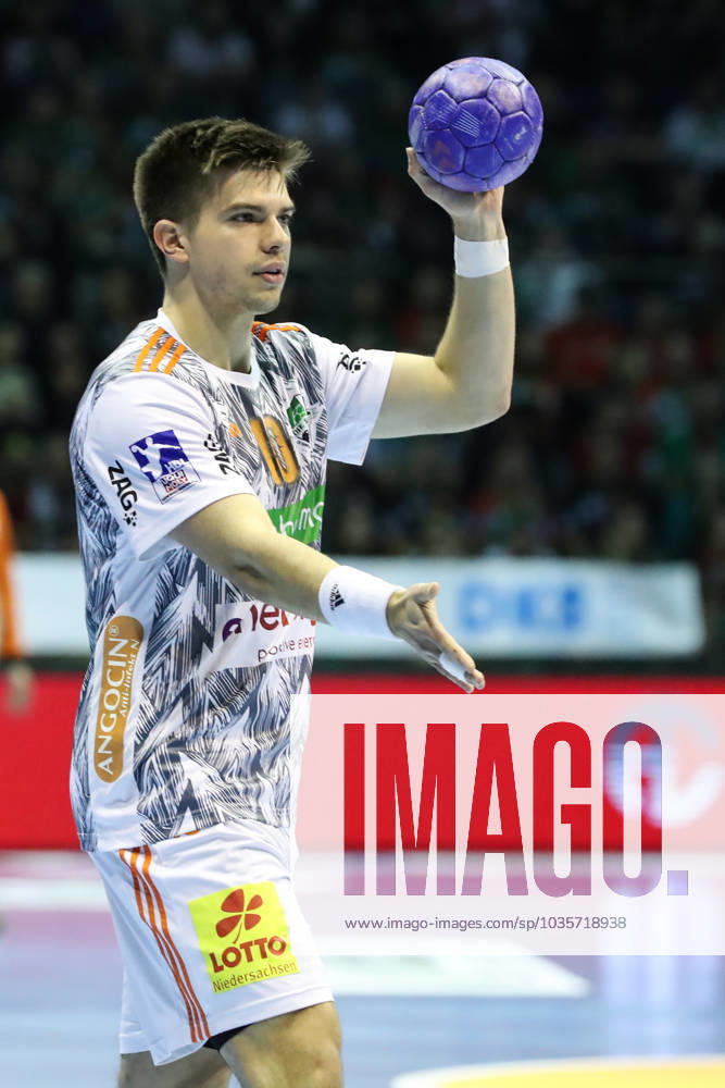 Renars Uscins TSV Hannover Burgdorf,10 Handball Bundesliga season 2023 2024 SC Magdeburg vs TSV Hannover Burgdorf in the GETEC Arena in Magdeburg single image,action,handball,Germany