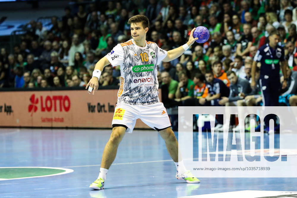 Renars Uscins TSV Hannover Burgdorf,10 Handball Bundesliga season 2023 2024 SC Magdeburg vs TSV Hannover Burgdorf in the GETEC Arena in Magdeburg punter,action,handball,Germany