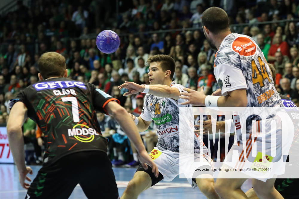 Renars Uscins TSV Hannover Burgdorf,10 Handball Bundesliga Season 2023 2024 SC Magdeburg vs TSV Hannover Burgdorf at GETEC Arena in Magdeburg Action,Handball,Germany