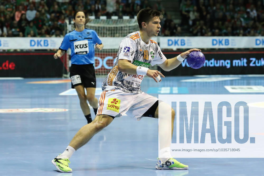 Renars Uscins TSV Hannover Burgdorf,10 Handball Bundesliga Season 2023 2024 SC Magdeburg vs TSV Hannover Burgdorf at GETEC Arena in Magdeburg Action,Handball,Germany