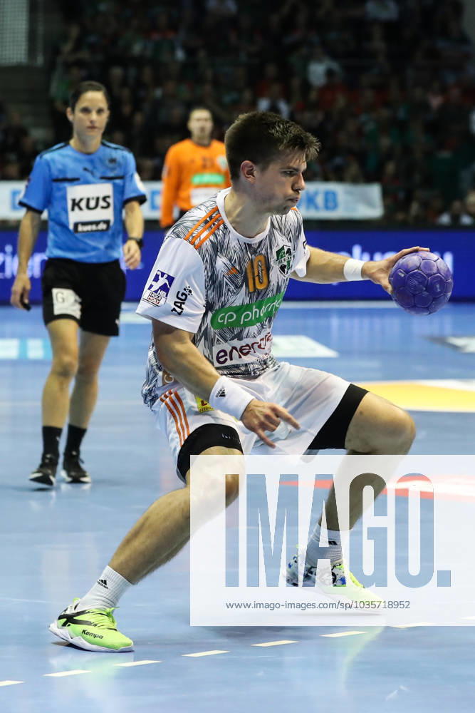 Renars Uscins TSV Hannover Burgdorf,10 Handball Bundesliga Season 2023 2024 SC Magdeburg vs TSV Hannover Burgdorf at GETEC Arena in Magdeburg Action,Handball,Germany