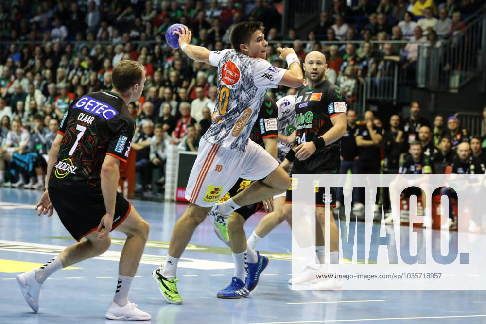 Renars Uscins TSV Hannover Burgdorf,10 Handball Bundesliga Season 2023 2024 SC Magdeburg vs TSV Hannover Burgdorf at GETEC Arena in Magdeburg Action,Handball,Germany