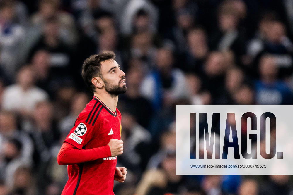 Bruno Fernandes of Manchester United celebrates after 2 3 during the UEFA Champions League football match between FC Copenhagen and Manchester United on November 8, 2023 in Copenhagen Photo Petter Arvidson BILDBYRAN kod PA PA0685 fotboll football soccer fotball champions league fc copenhagen manchester united bbeng jubel
