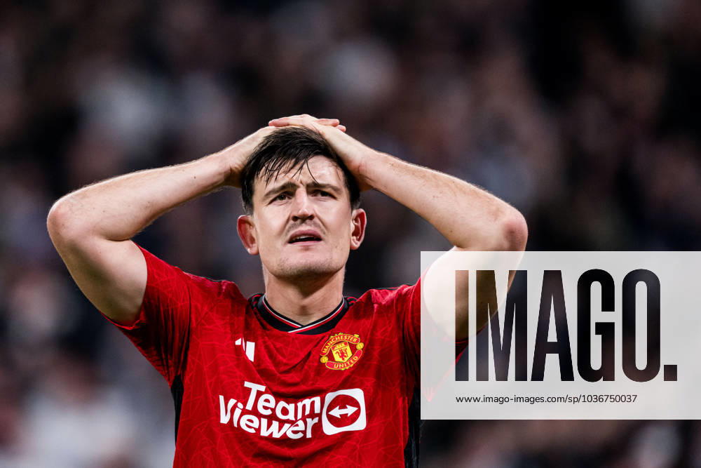 Harry Maguire of Manchester United looks dejected after 3 3 during the UEFA Champions League football match between FC Copenhagen and Manchester United on November 8, 2023 in Copenhagen Photo Petter Arvidson BILDBYRAN kod PA PA0685 fotboll football soccer fotball champions league fc copenhagen manchester united bbeng depp