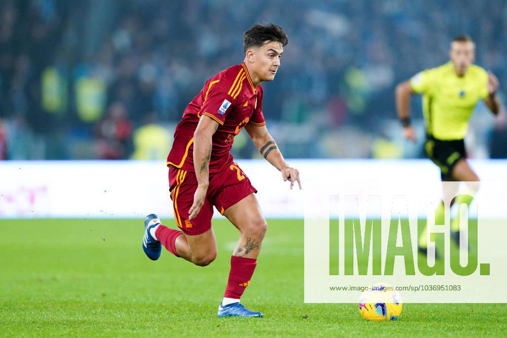 Paulo Dybala of AS Roma in action during the Serie A match between SS Lazio and AS Roma at Stadio Olimpico Rome Italy on 12 November 2023. Rome Stadio Olimpico Rome Italy