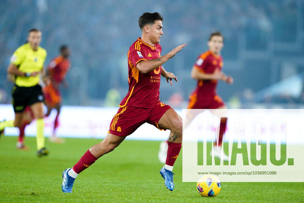 Paulo Dybala of AS Roma in action during the Serie A match between SS Lazio and AS Roma at Stadio Olimpico Rome Italy on 12 November 2023. Rome Stadio Olimpico Rome Italy