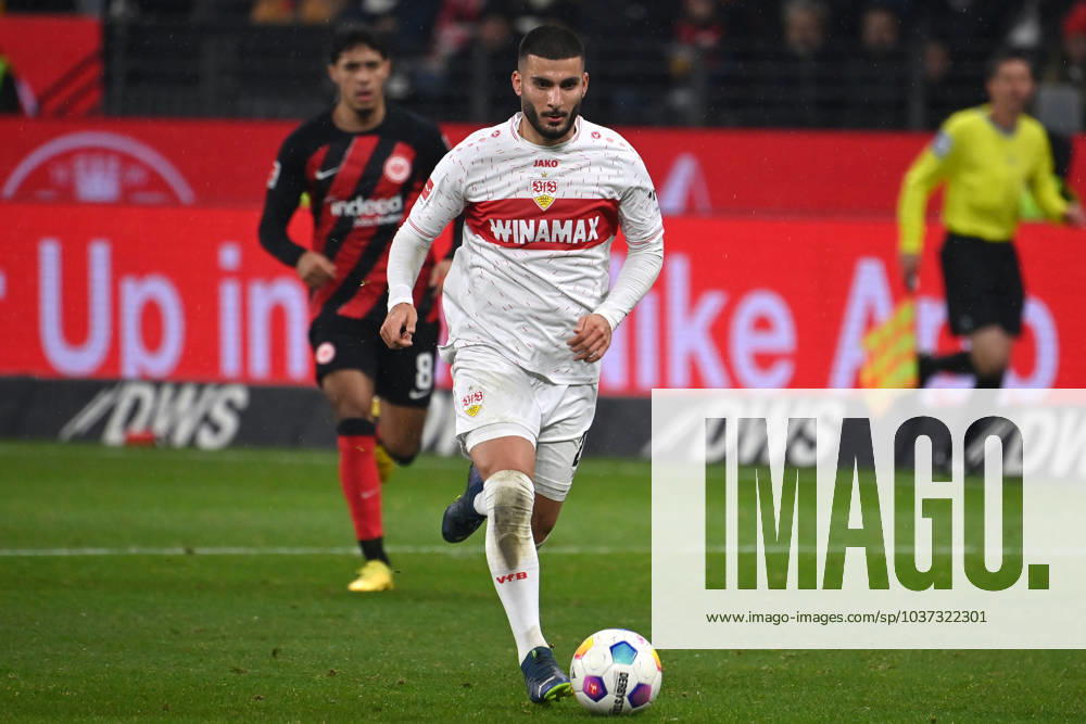 Deniz UNDAV VFB Stuttgart on the ball, action, single action, single image, cropped image, full body shot, full figure Football 1 Bundesliga season 2023 2024, 12 match day, match day 12, Eintracht Frankfurt VFB Stuttgart 1 2 on 25 11 2023, DEUTSCHE BANK PARK Frankfurt