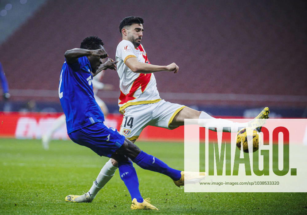 Getafe CF v Rayo Vallecano - LaLiga EA Sports Kike Perez of Rayo Vallecano is playing during the LaLiga EA Sports match between Getafe CD and Rayo Vallecano at the Coliseo Alfonso Perez in Getafe, Spain, on January 2, 2024. Getafe Spain