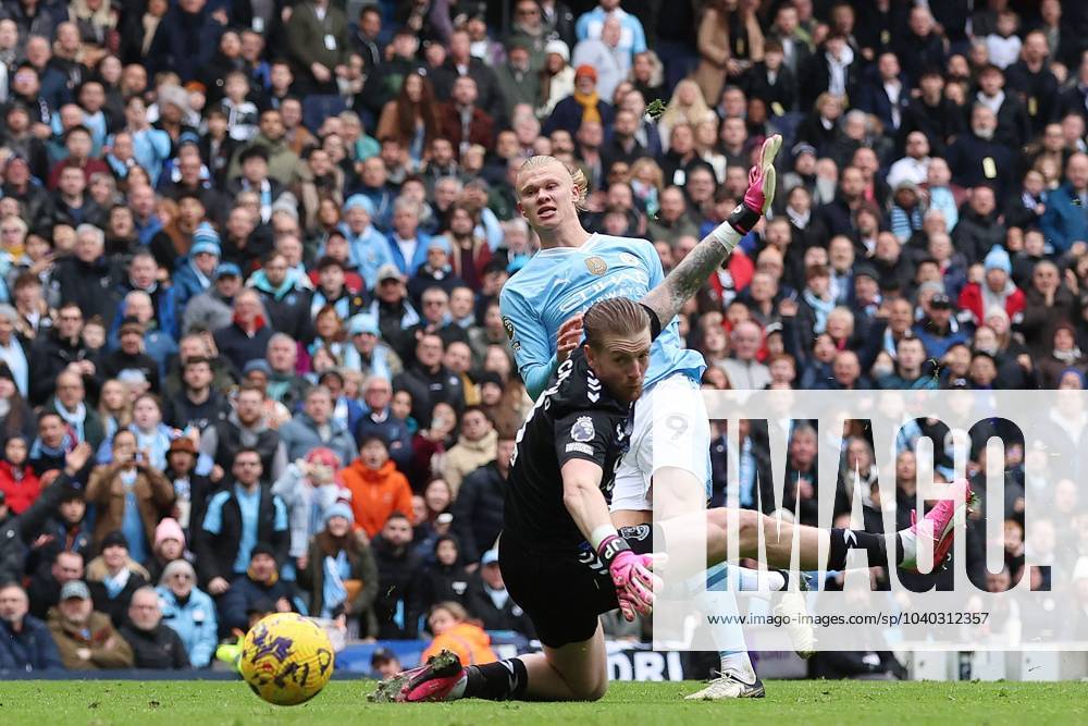 Erling Haaland of Manchester City scores the second goal to make the score 2-0 Manchester City v Everton, Premier League, Football, Etihad Stadium, Manchester, UK - 10 Feb 2024