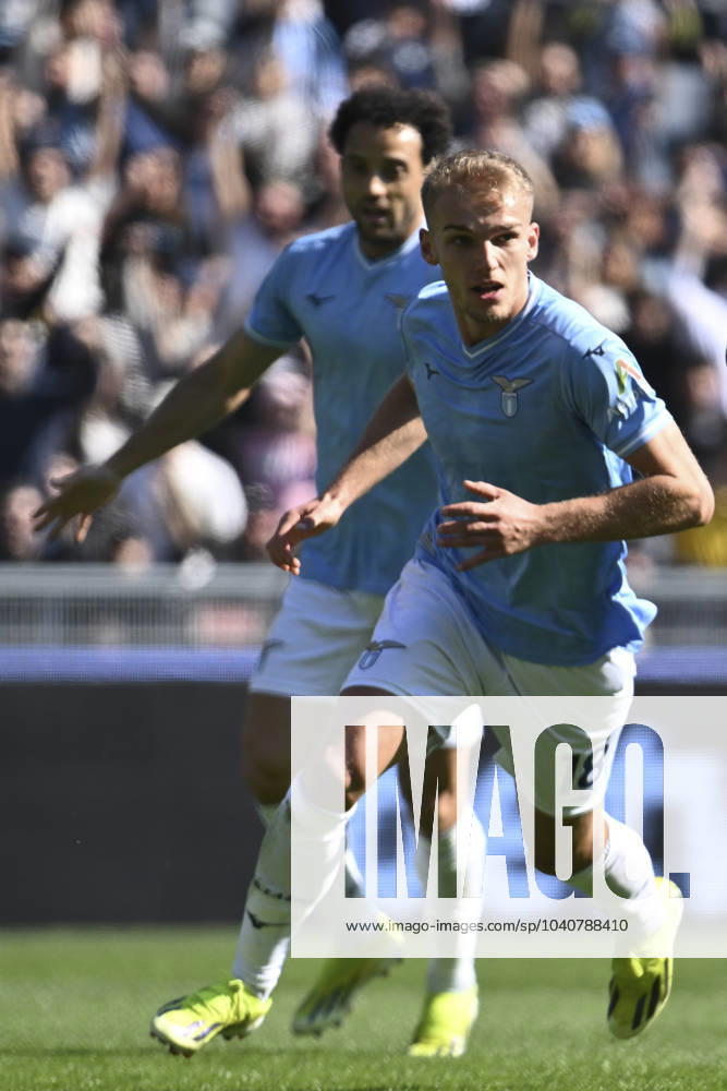 Gustav Isaksen of S.S. Lazio celebrates after scoring the gol of 1-0 during the 25th day of the Serie A Championship between S.S. Lazio vs Bologna F.C. 1909, 18 February 2024 at the Olympic Stadium in Rome.
