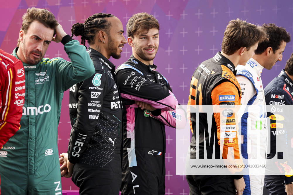 ALONSO Fernando spa , Aston Martin F1 Team AMR24, HAMILTON Lewis gbr , Mercedes AMG F1 Team W15, GASLY Pierre fra , Alpine F1 Team A524, portrait during the Formula 1 Aramco pre season testing 2024 of the 2024 FIA Formula One World Championship from February 21 to 23, 2024 on the Bahrain International Circuit, in Sakhir, Bahrain Photo Florent Gooden DPPI F1 Pre season Testing in Bahrain at Bahrain International Circuit on February 22, 2024 in Sakhir, Bahrain Photo by HOCH ZWEI Sakhir Sakhir Bahrain Bahrain
