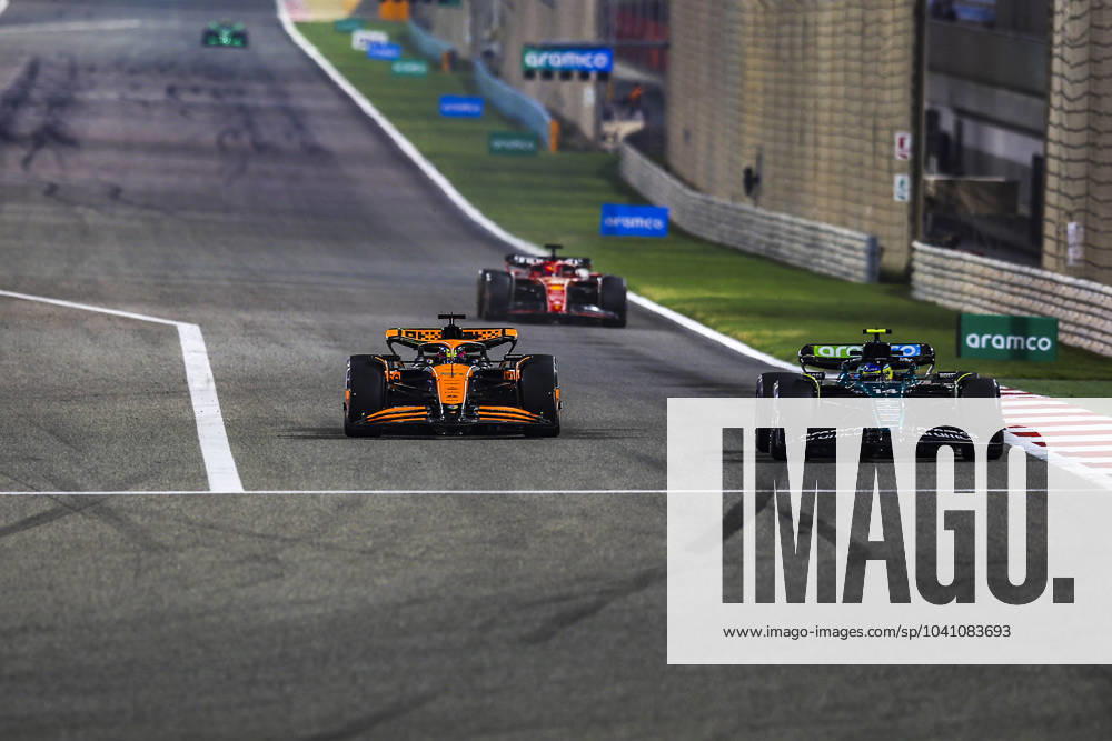 14 ALONSO Fernando spa , Aston Martin F1 Team AMR24, 81 PIASTRI Oscar aus , McLaren F1 Team MCL38 and 16 LECLERC Charles mco , Scuderia Ferrari SF 24, action during the Formula 1 Aramco pre season testing 2024 of the 2024 FIA Formula One World Championship from February 21 to 23, 2024 on the Bahrain International Circuit, in Sakhir, Bahrain Photo Eric Alonso DPPI F1 Pre season Testing in Bahrain at Bahrain International Circuit on February 22, 2024 in Sakhir, Bahrain Photo by HOCH ZWEI Sakhir Sakhir Bahrain Bahrain