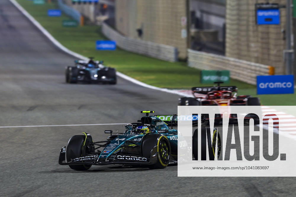 14 ALONSO Fernando spa , Aston Martin F1 Team AMR24 and 16 LECLERC Charles mco , Scuderia Ferrari SF 24, action during the Formula 1 Aramco pre season testing 2024 of the 2024 FIA Formula One World Championship from February 21 to 23, 2024 on the Bahrain International Circuit, in Sakhir, Bahrain Photo Eric Alonso DPPI F1 Pre season Testing in Bahrain at Bahrain International Circuit on February 22, 2024 in Sakhir, Bahrain Photo by HOCH ZWEI Sakhir Sakhir Bahrain Bahrain