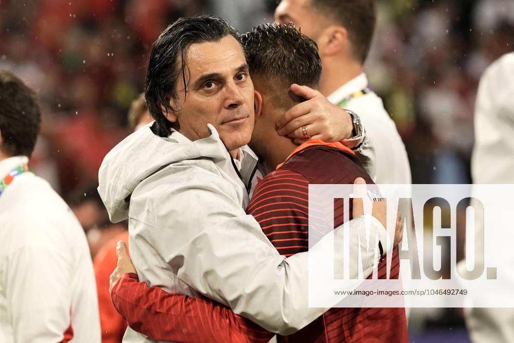 Turkey s head coach Vincenzo Montella celebrates at the end of the match after the match victory of the during the Euro 2024 soccer match between Turkey and Georgia at the Signal Iduna Park, Dortmund, Germany - Tuesday 18, 2024. - Soccer.