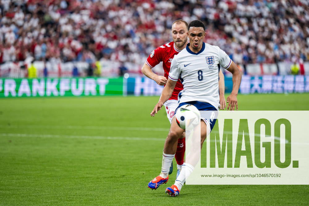 Trent Alexander Arnold of England and Christian Eriksen of Denmark during the UEFA Euro 2024 Football Championship match between Denmark and England on June 20, 2024 in Frankfurt Photo Mathias Bergeld BILDBYRAN code MB MB0939 fotboll football soccer fotballs em europamästerskap em uefa euro uefa european football championship euro 2024 danmark denmark england bbeng