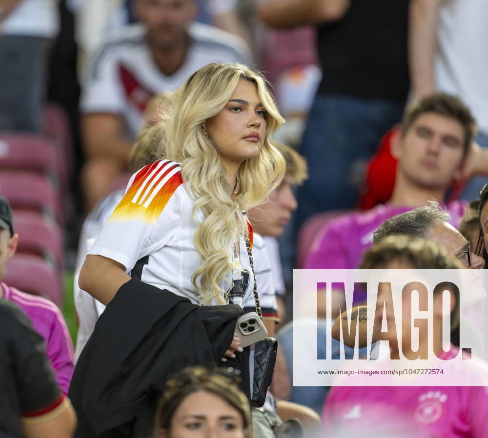 Football UEFA EURO 2024, quarter-finals, Spain Germany, in the Stuttgart Arena Influencer Lea Prinz Germany Girlfriend of Maximilian Mittelstädt in the stands