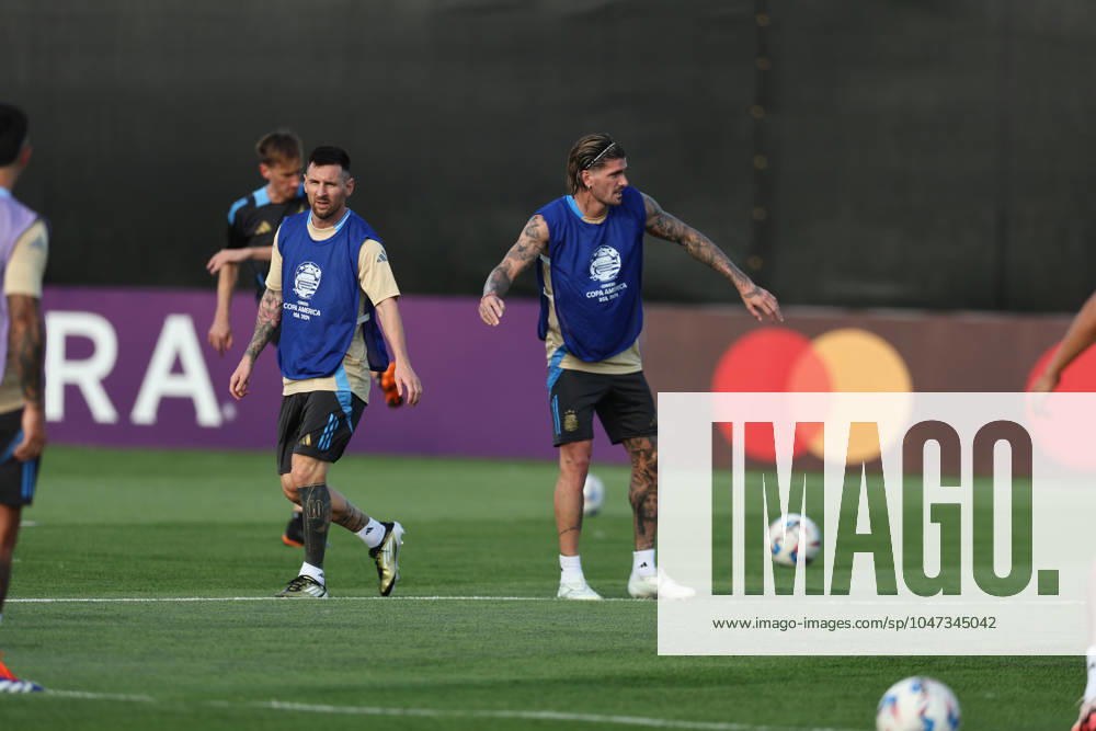Argentina s forward Lionel Messi and teammates during a training session ahead the match against Canada for the Copa America USA 2024 semifinal match, at Red Bull Training Center at Whinnipany, New Jersey, on July 8, 2024 WHINNIPANY UNITED STATES