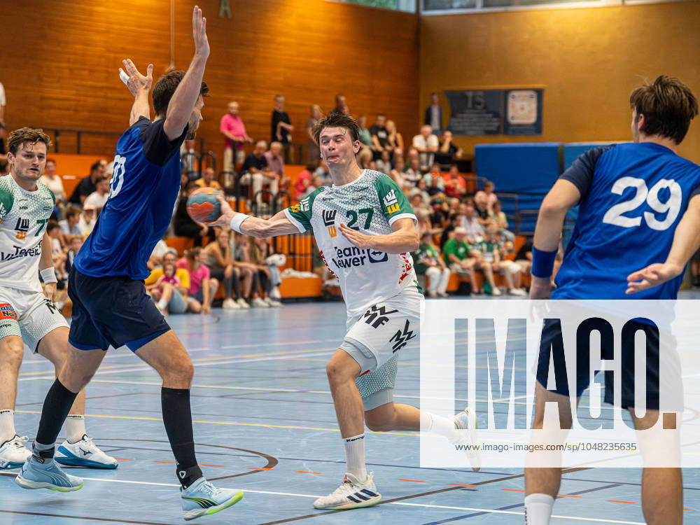 Oskar Sunnefeldt Frisch Auf Goeppingen, 27 throws from the back, Frisch Auf Goeppingen vs TV Grosswallstadt, Benefit match, Handball, Men, 03 08 2024 Frisch Auf Goeppingen vs TV Grosswallstadt, Benefit match, Handball, Men, 03 08 2024 Ebersbach an der Fils