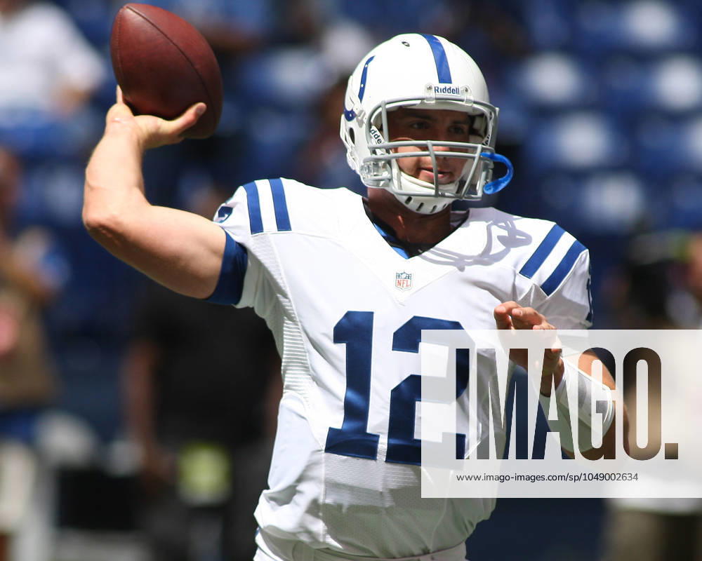 NFL, American Football Herren, USA 2012: Rams vs Colts AUG 12 August 12, 2012: during an NFL game between the St. Louis Rams and the Indianapolis Colts at Lucas Oil Stadium in Indianapolis, IN.(Credit Image: Pat Lovell Cal Media) Indianapolis Indiana United States