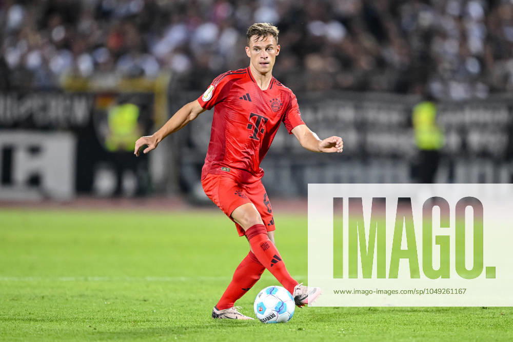 Joshua Kimmich FC Bayern Muenchen in action, on the ball, single action during the DFB Pokal First Round match between SSV Ulm 1846 Fussball and FC Bayern Muenchen at Donaustadion on August 16, 2024 in Ulm, Germany Photo by Harry Langer DeFodi Images Joshua Kimmich FC Bayern Muenchen controls the Ball during the DFB Pokal First Round match between SSV Ulm 1846 Fussball and FC Bayern Muenchen at Donaustadion on August 16, 2024 in Ulm, Germany Photo by Harry Langer DeFodi Images DFB DFL REGULATIONS PROHIBIT ANY USE OF PHOTOGRAPHS AS IMAGE SEQUENCES AND OR QUASI VIDEO Photo by Harry Langer DeFodi Images DFB DFL REGULATIONS PROHIBIT ANY USE OF PHOTOGRAPHS AS IMAGE SEQUENCES AND OR QUASI VIDEO Defodi 541 SSVFCB240816 262 Defodi-541 DFB DFL REGULATIONS PROHIBIT ANY USE OF PHOTOGRAPHS AS IMAGE SEQUENCES AND OR QUASI-VIDEO.