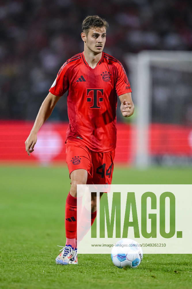 Josip Stanisic FC Bayern Muenchen in action, on the ball, single action during the DFB Pokal First Round match between SSV Ulm 1846 Fussball and FC Bayern Muenchen at Donaustadion on August 16, 2024 in Ulm, Germany Photo by Harry Langer DeFodi Images Josip Stanisic FC Bayern Muenchen controls the Ball during the DFB Pokal First Round match between SSV Ulm 1846 Fussball and FC Bayern Muenchen at Donaustadion on August 16, 2024 in Ulm, Germany Photo by Harry Langer DeFodi Images DFB DFL REGULATIONS PROHIBIT ANY USE OF PHOTOGRAPHS AS IMAGE SEQUENCES AND OR QUASI VIDEO Photo by Harry Langer DeFodi Images DFB DFL REGULATIONS PROHIBIT ANY USE OF PHOTOGRAPHS AS IMAGE SEQUENCES AND OR QUASI VIDEO Defodi 541 SSVFCB240816 338 Defodi-541 DFB DFL REGULATIONS PROHIBIT ANY USE OF PHOTOGRAPHS AS IMAGE SEQUENCES AND OR QUASI-VIDEO.