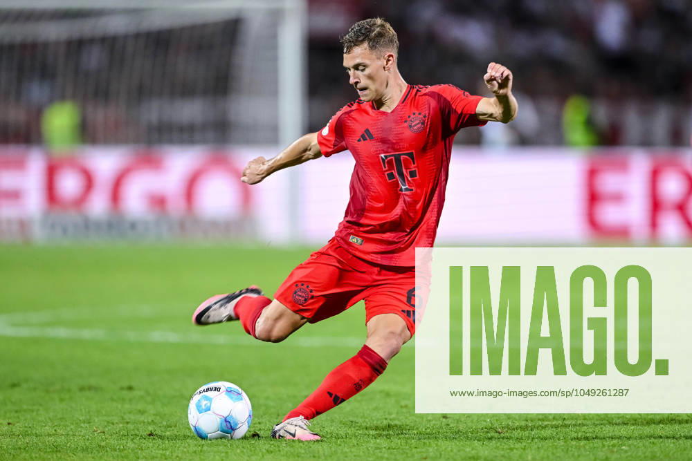 Joshua Kimmich FC Bayern Muenchen in action, on the ball, single action during the DFB Pokal First Round match between SSV Ulm 1846 Fussball and FC Bayern Muenchen at Donaustadion on August 16, 2024 in Ulm, Germany Photo by Harry Langer DeFodi Images Joshua Kimmich FC Bayern Muenchen controls the Ball during the DFB Pokal First Round match between SSV Ulm 1846 Fussball and FC Bayern Muenchen at Donaustadion on August 16, 2024 in Ulm, Germany Photo by Harry Langer DeFodi Images DFB DFL REGULATIONS PROHIBIT ANY USE OF PHOTOGRAPHS AS IMAGE SEQUENCES AND OR QUASI VIDEO Photo by Harry Langer DeFodi Images DFB DFL REGULATIONS PROHIBIT ANY USE OF PHOTOGRAPHS AS IMAGE SEQUENCES AND OR QUASI VIDEO Defodi 541 SSVFCB240816 425 Defodi-541 DFB DFL REGULATIONS PROHIBIT ANY USE OF PHOTOGRAPHS AS IMAGE SEQUENCES AND OR QUASI-VIDEO.