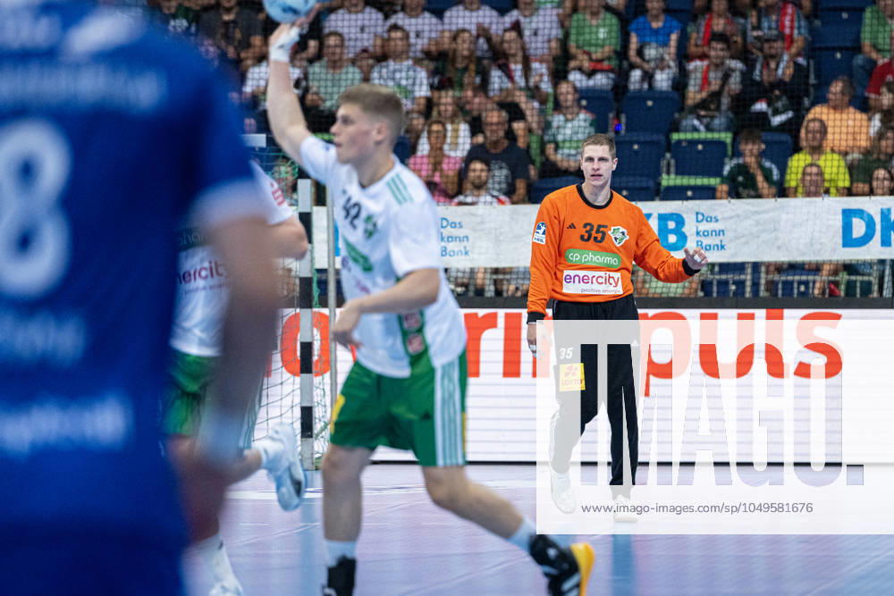 Joel Birlehm TSV Hannover Burgdorf, Nr 35 v l , TSV Hannover Burgdorf white against VfL Gummersbach blue on Matchday 1 of the 2024 2025 season in the DAIKIN Handball Bundesliga 05 09 2024, ZAG Arena Hannover, GER ,