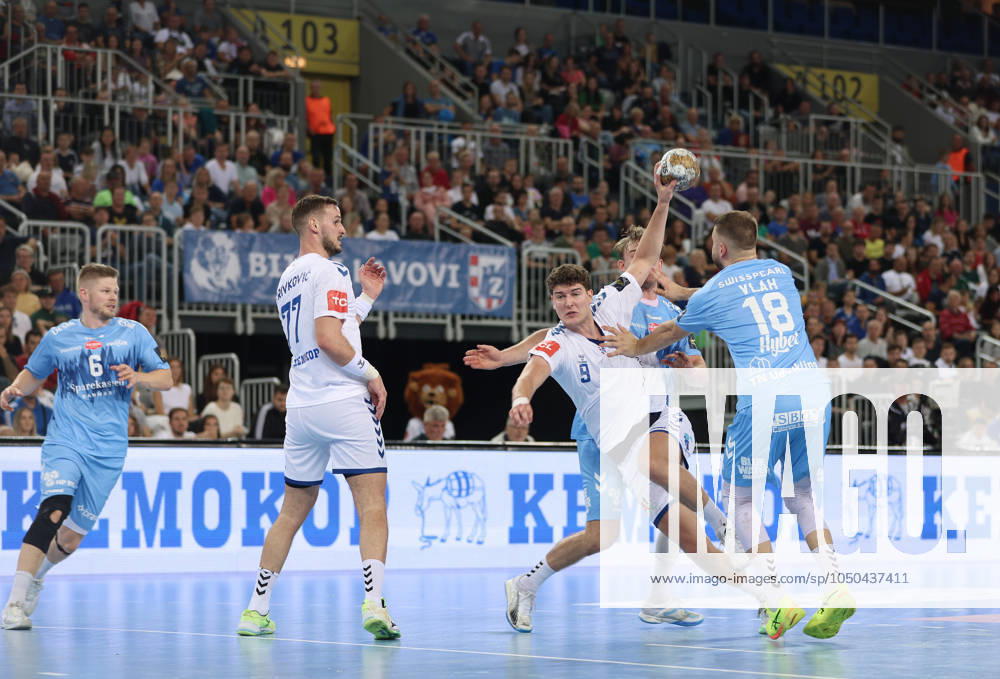 HC Zagreb v Aalborg Handbold - EHF Champions League ZAGREB, CROATIA - SEPTEMBER 18: Luka Lovre Klarica of HC Zagreb in action during EHF Champions League Group Phase match between HC Zagreb and Aalborg Handbold at Arena Zagreb on September 18, 2024 in Zagreb, Croatia. SanjinxStrukic PIXSELL