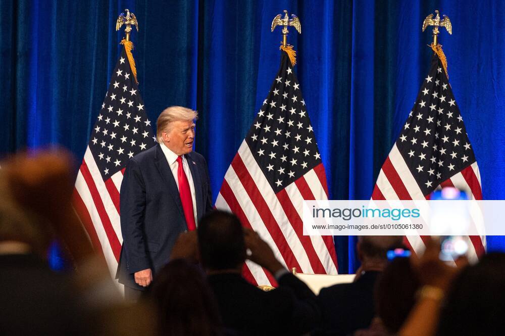 The President of the United States Donald J. Trump speaks during the encounter Latinos for Trump at the Trump National Doral Miami, in Doral, Florida, USA. Trump meets with the Latino community in Miami, where he has the support of the majority of Cubans and Venezuelans facing their governments, but he must conquer Latinos of other origins, more inclined towards the Democrat Joe Biden. President Trump urges Latinos to vote !ACHTUNG: NUR REDAKTIONELLE NUTZUNG!