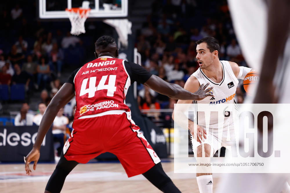 Alberto Abalde Diaz of Real Madrid in action during the Spanish League, Liga ACB Endesa, basketball match played between Real Madrid and Casademont Zaragoza at WiZink Center on October 6, 2024 in Madrid, Spain. Madrid SPAIN - ZUMAa181 20241006_zaa_a181_045