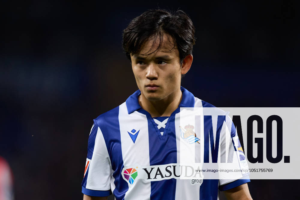 Takefusa Kubo of Real Sociedad looks on during the LaLiga EA Sports match between Real Sociedad and Atletico de Madrid at Reale Arena on October 6, 2024, in San Sebastian, Spain. San Sebastian SPAIN - ZUMAa181 20241006_zaa_a181_306