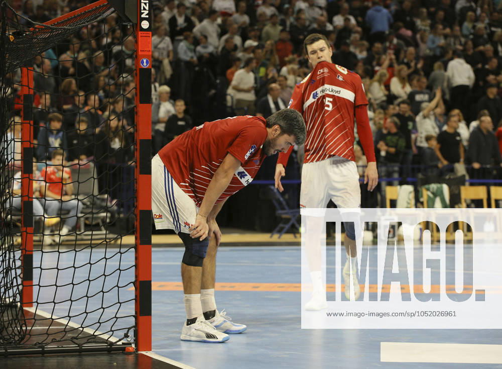 Photo Disappointment after the final whistle with the players from HSV , Jacob Arenth Lassen and right haba55 Handball Men on Thu 03 10 2024 DHB Pokal HSV Hamburg THW Kiel