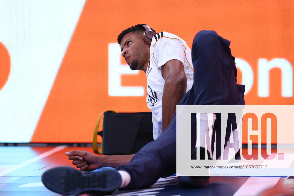 Walter Samuel Tavares da Veiga of Real Madrid warms up during the Turkish Airlines EuroLeague, basketball match played between Real Madrid and Partizan Mozzart Bet Belgrade at WiZink Center on October 10, 2024 in Madrid, Spain. Madrid SPAIN - ZUMAa181 20241010_zaa_a181_068
