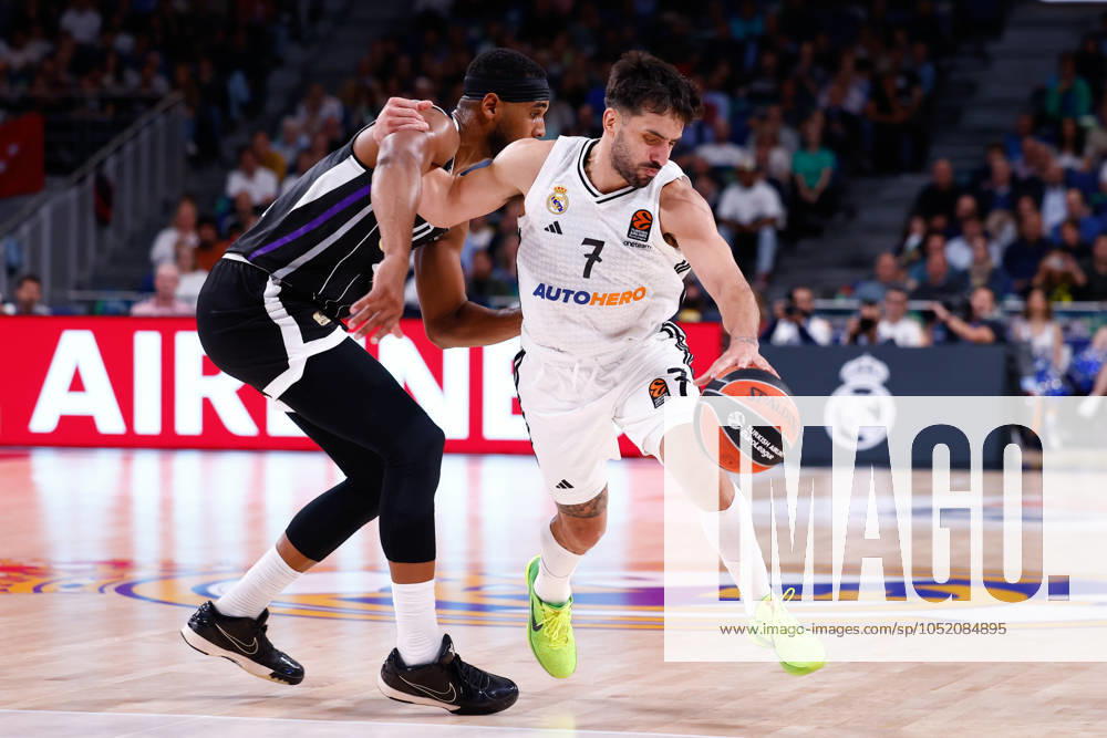 Facundo Campazzo of Real Madrid in action during the Turkish Airlines EuroLeague, basketball match played between Real Madrid and Partizan Mozzart Bet Belgrade at WiZink Center on October 10, 2024 in Madrid, Spain. Madrid SPAIN - ZUMAa181 20241010_zaa_a181_194