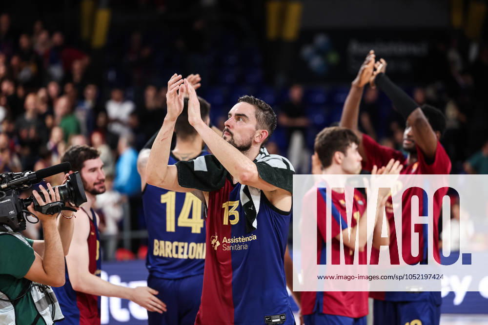 Tomas Satoransky of FC Barcelona, Barca celebrates the victory during the Turkish Airlines Euroleague, match played between FC Barcelona and Alba Berlin at Palau Blaugrana on October 11, 2024 in Barcelona, Spain. Barcelona Spain - ZUMAa181 20241011_zaa_a181_089