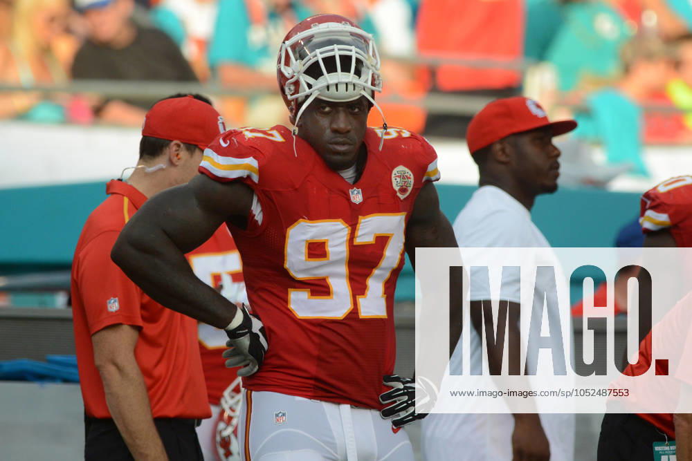 NFL, American Football Herren, USA Chiefs vs Dolphins SEP 21 September 21, 2014: Allen Bailey 97 of the Kansas City Chiefs in action during the NFL football game between the Miami Dolphins and Kansas City Chiefs at Sun Life Stadium in Miami Gardens FL. The Chiefs defeated the Dolphins 34-15. Miami Gardens FL U.S.