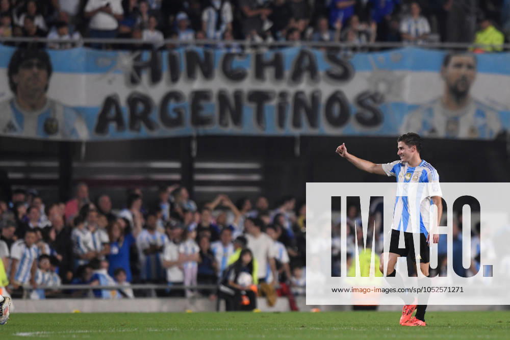 Julian Alvarez of Argentina celebrates after scoring goal during the FIFA World Cup, WM, Weltmeisterschaft, Fussball 2026 South American Qualifier match between Argentina and Bolivia at Estadio Mas Monumental Antonio Vespucio Liberti on October 15, 2024 in Buenos Aires, Argentina. Photo by D.Halisz SFSI Argentina v Bolivia - FIFA World Cup 2026 Qualifier