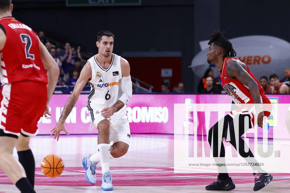 Alberto Abalde Diaz of Real Madrid in action during the Spanish League, Liga ACB Endesa, basketball match played between Real Madrid and Basquet Girona at WiZink Center on October 20, 2024, in Madrid, Spain. Madrid SPAIN - ZUMAa181 20241020_zaa_a181_081