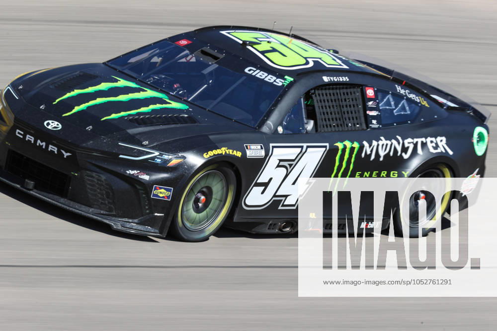 LAS VEGAS, NV - OCTOBER 20: Ty Gibbs ( 54 Joe Gibbs Racing Monster Energy Toyota) drives into turn four during the South Point 400 NASCAR, Motorsport, USA Cup Series playoff race on October 20, 2024, at Las Vegas Motor Speedway in Las Vegas, NV. (Photo by Christopher Trim Icon Sportswire) AUTO: OCT 20 NASCAR Cup Series South Point 400 Icon241020500