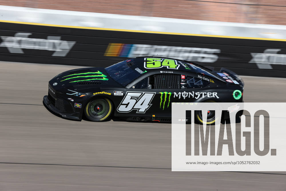 LAS VEGAS, NV - OCTOBER 20: Ty Gibbs ( 54 Joe Gibbs Racing Monster Energy Toyota) drives into turn four during the South Point 400 NASCAR, Motorsport, USA Cup Series playoff race on October 20, 2024, at Las Vegas Motor Speedway in Las Vegas, NV. (Photo by Christopher Trim Icon Sportswire) AUTO: OCT 20 NASCAR Cup Series South Point 400 Icon241020553