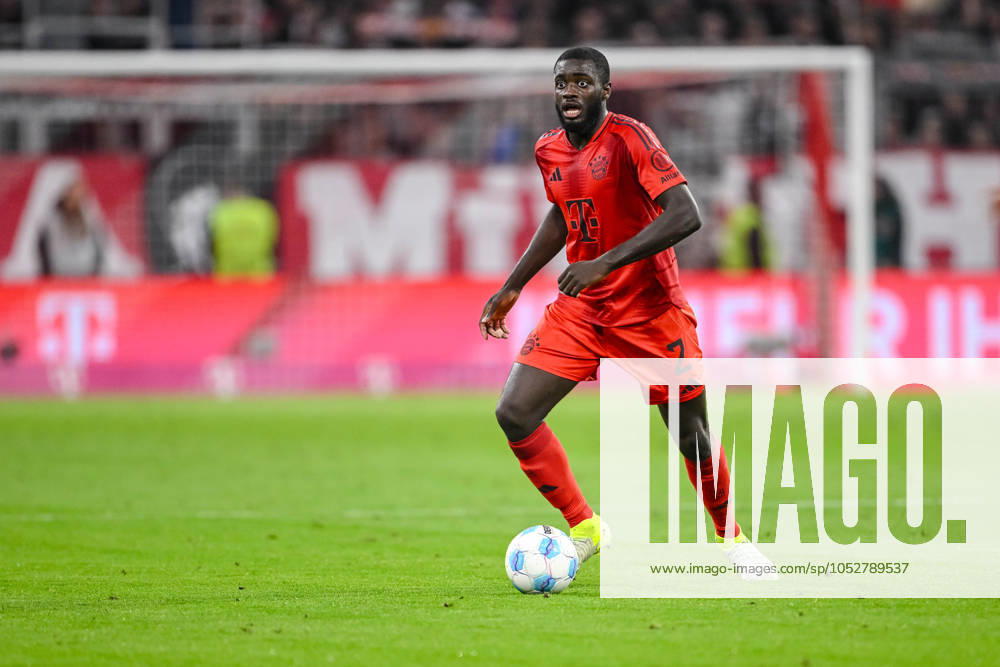 Dayot Upamecano FC Bayern Muenchen in action, on the ball, single action during the Bundesliga 1 match between FC Bayern München and VfB Stuttgart, Allianz Arena on October 19, 2024 in Munich, Germany Photo by Harry Langer DeFodi Images Dayot Upamecano FC Bayern Muenchen controls the Ball during the Bundesliga match between FC Bayern München and VfB Stuttgart at Allianz Arena on October 19, 2024 in Munich, Germany Photo by Harry Langer DeFodi Images DFL regulations prohibit any use of photographs as image sequences and or quasi video not used in POL SRB CRO FRA GBR NED ITA USA Defodi 541 FCBVFB20241019 244 Defodi-541 not used in POL SRB CRO FRA GBR NED ITA USA DFL regulations prohibit any use of photographs as image sequences and or quasi-video.